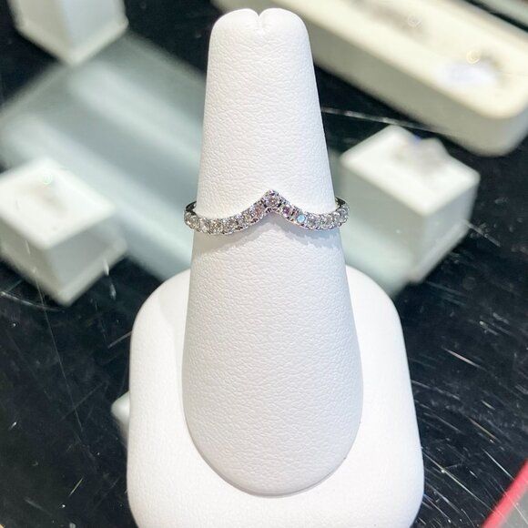 Curved White Gold Diamond Wedding Ring - Picture 3 of 5